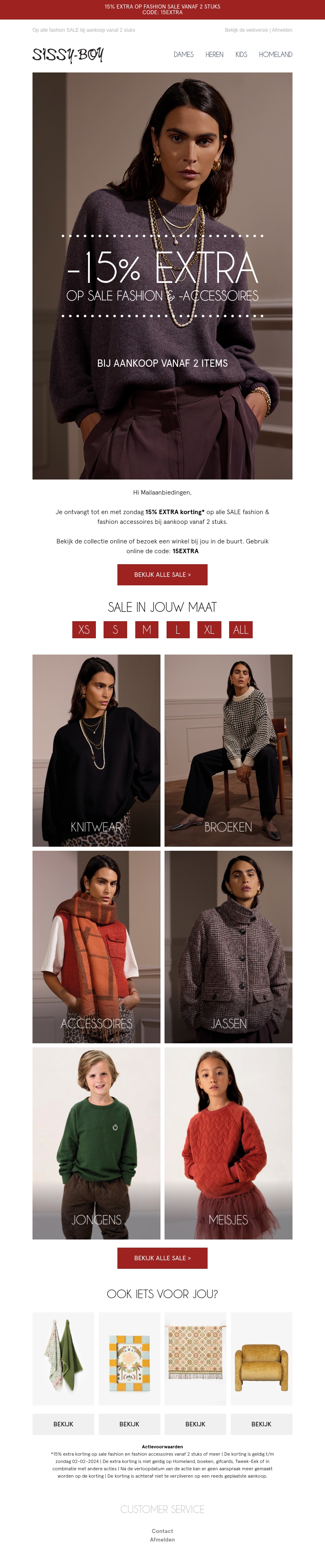 15% EXTRA korting 15% EXTRA korting