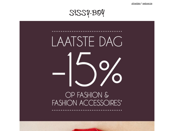 Laatste dag: 15% korting