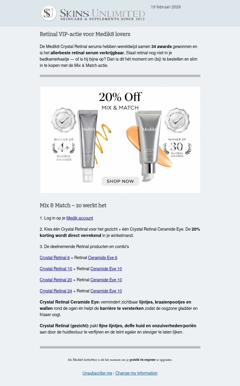 Werelds beste Retinal serum nu tijdelijk 20% korting - Log in op je Medik8 account Werelds beste Retinal serum nu tijdelijk 20% korting - Log in op je Medik8 account