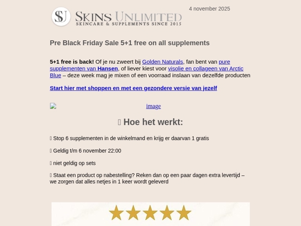 5+1 FREE is back Pre Black Friday Sale on all supplements