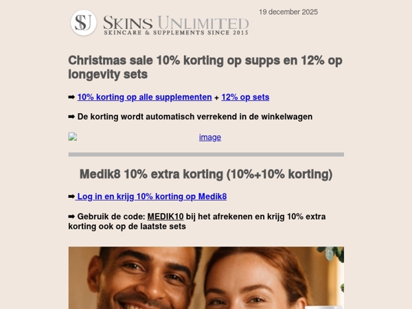 Christmas deals 10+10% op Medik8 en 10 tot 12% op alle supplementen
