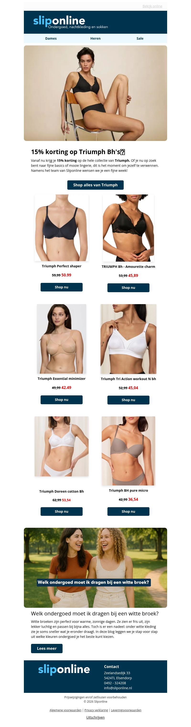 Nu, 15% korting op Triumph Bh's Nu, 15% korting op Triumph Bh's