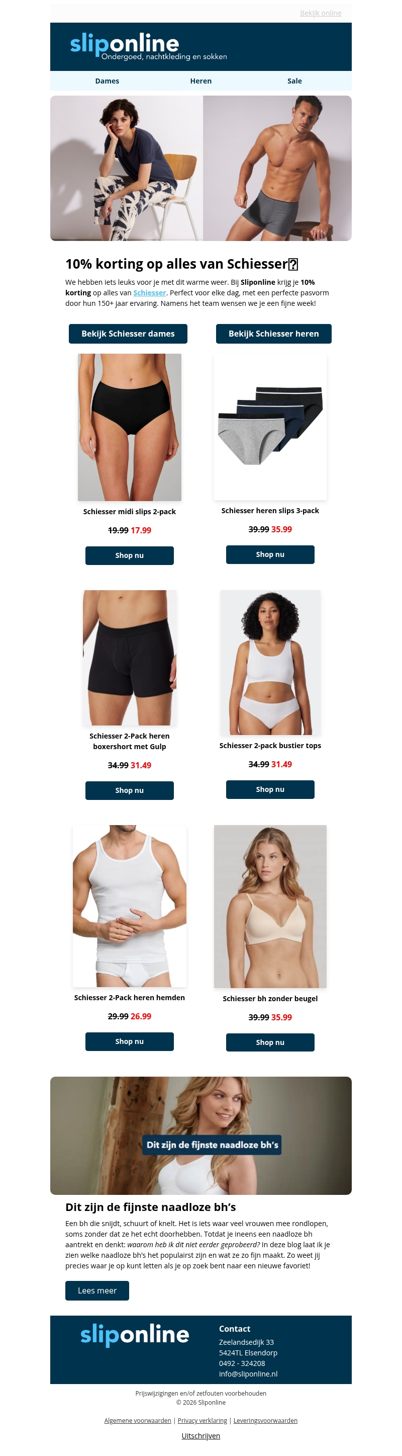 10% Korting op Schiesser! 10% Korting op Schiesser!