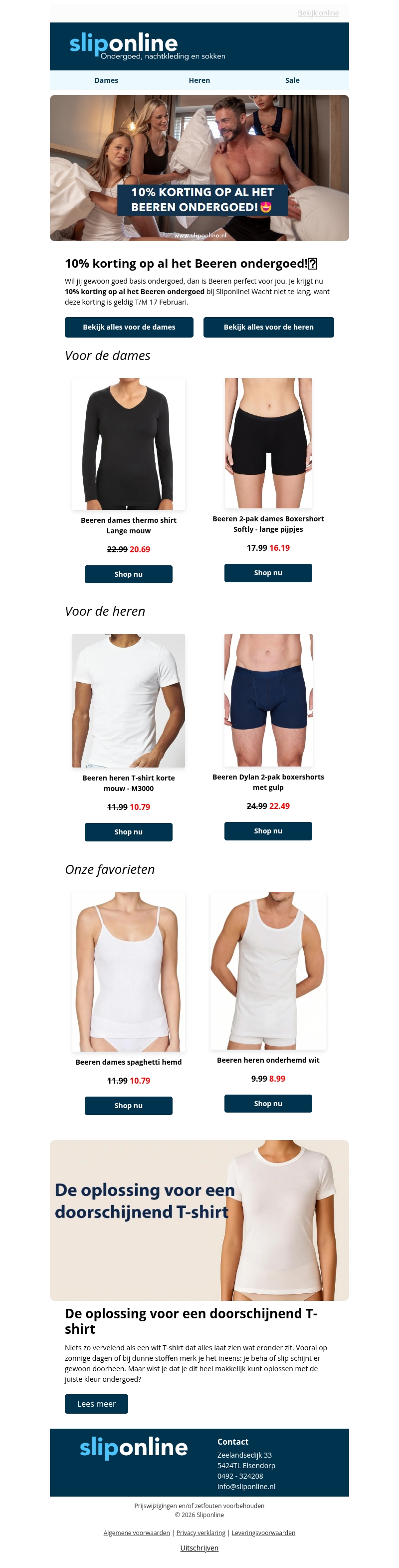 Nu, 10% korting op Beeren ondergoed Nu, 10% korting op Beeren ondergoed