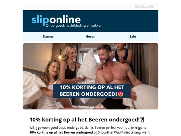Nu, 10% korting op Beeren ondergoed
