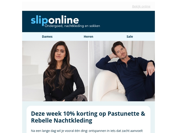 Deze week 10% korting op Pastunette & Rebelle Nachtkleding