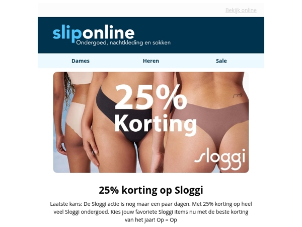 Laatste kans: 25% korting Op Sloggi Ondergoed