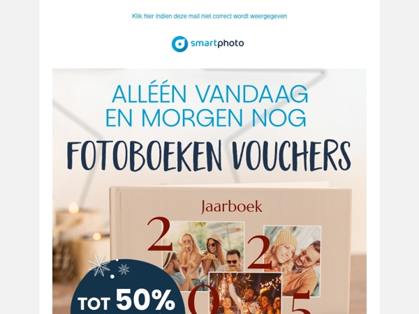 Hi, nog 2 dagen: tot 50% korting op fotoboeken vouchers