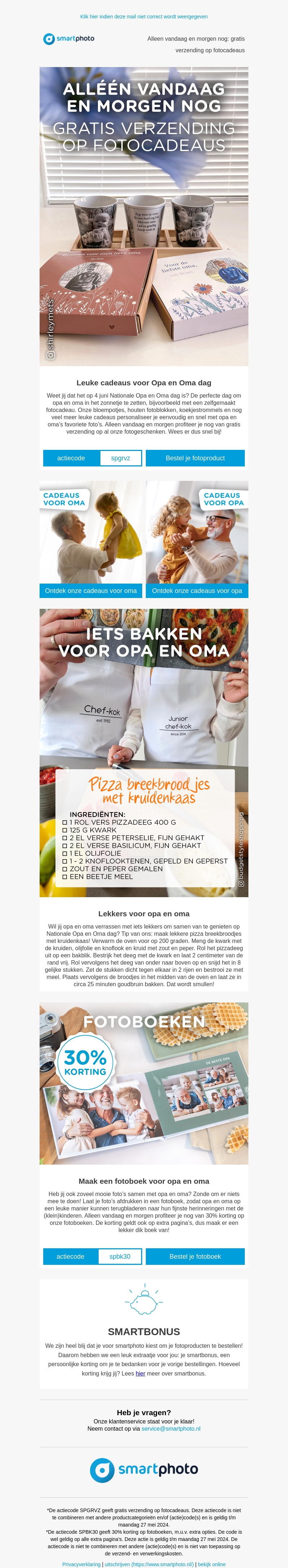 Alleen vandaag en morgen nog: gratis verzending op fotocadeaus Alleen vandaag en morgen nog: gratis verzending op fotocadeaus