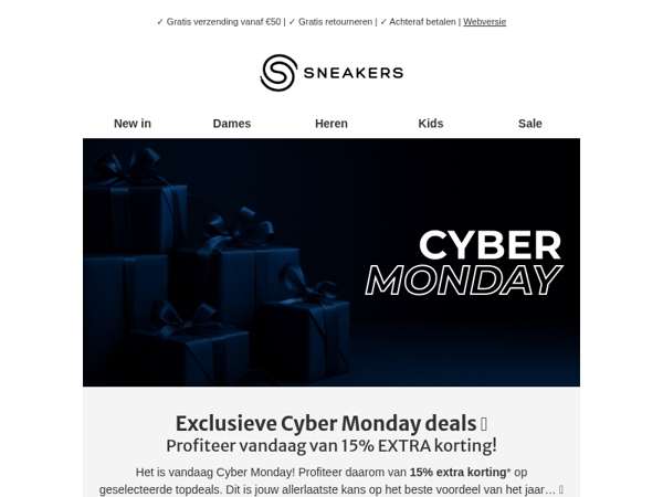 CYBER MONDAY 💙 Extra korting bij SNEAKERS.nl!