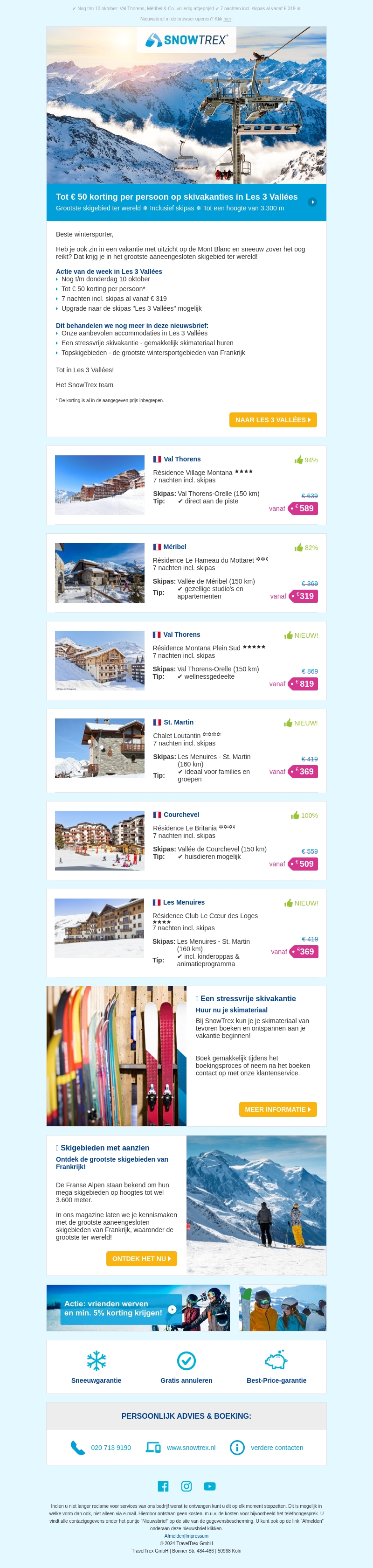 ❄ Les 3 Vallées: maak nu gebruik van 50 euro korting per persoon ❄ Les 3 Vallées: maak nu gebruik van 50 euro korting per persoon