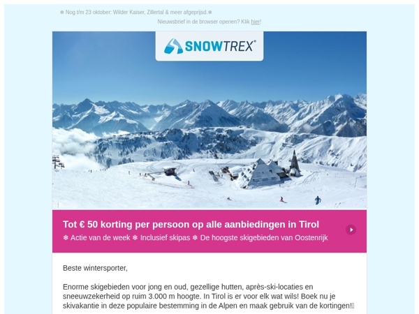 ❄ Skivakantie in Tirol: Tot 50 euro korting per persoon op alle aanbiedingen