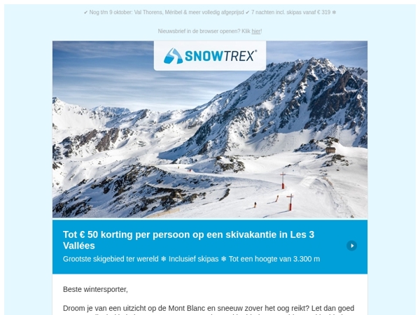 ❄ Les 3 Vallées: Maak gebruik van kortingen tot 50 euro per persoon