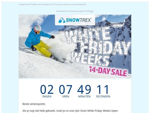 ⏰ Nog maar 2 dagen - Alle skiaanbiedingen sterk afgeprijsd!