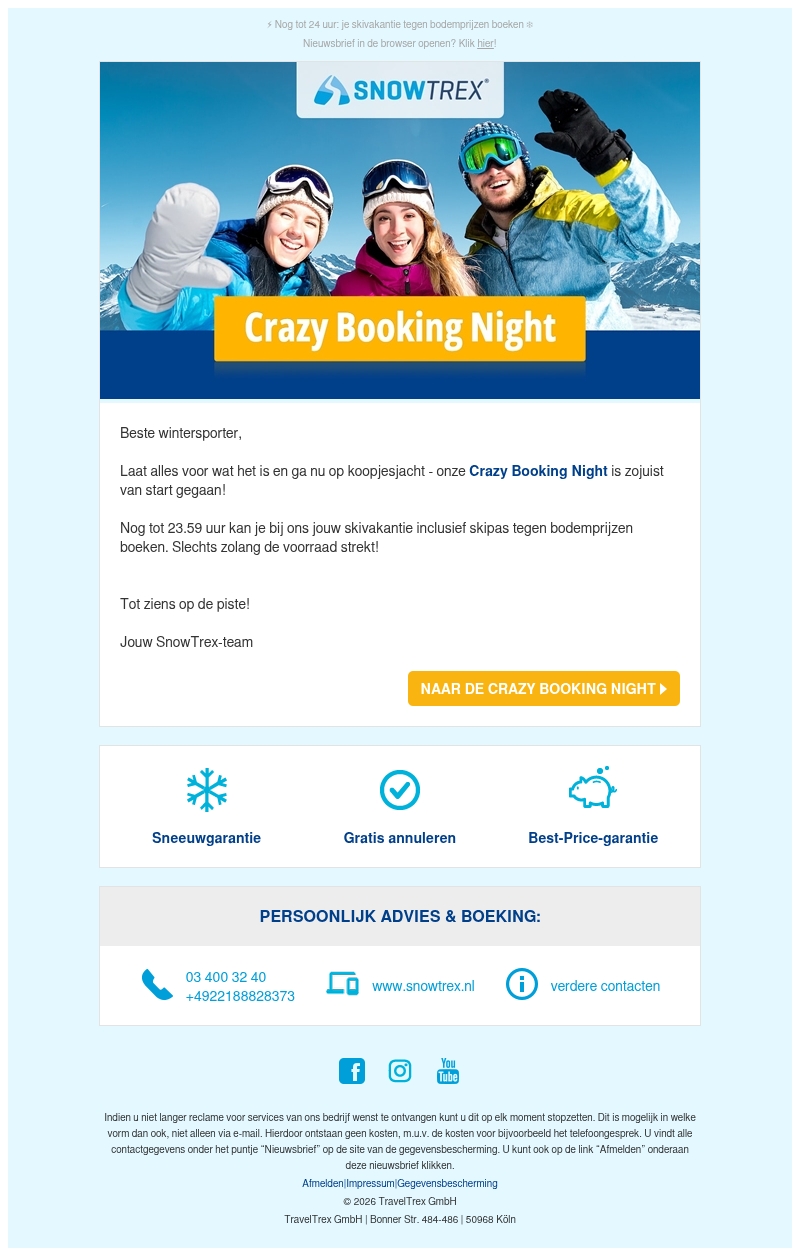 ❄ De Crazy Booking Night is net begonnen ❄ De Crazy Booking Night is net begonnen