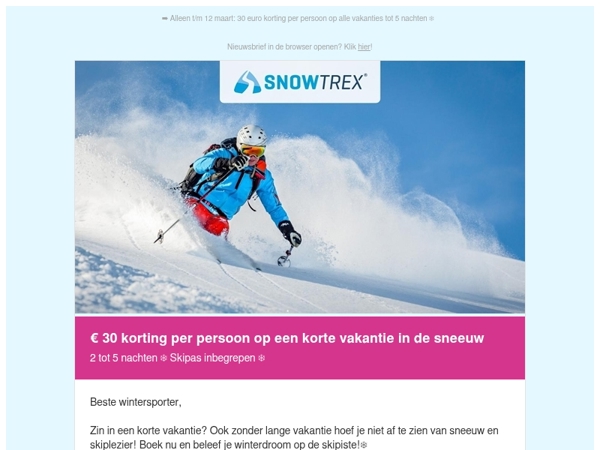 ⏰ Last-minute korte vakantie in de sneeuw - Meer dan 1.300 aanbiedingen met korting