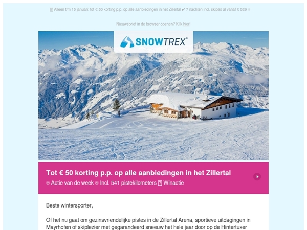 ❄ Zillertal: tot 50 euro korting per persoon op alle aanbiedingen