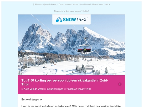 ❄ Skivakantie in Zuid-Tirol: tot 50 euro korting per persoon op alle aanbiedingen