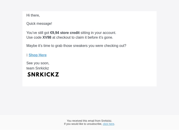 You've still got store credit! 😳