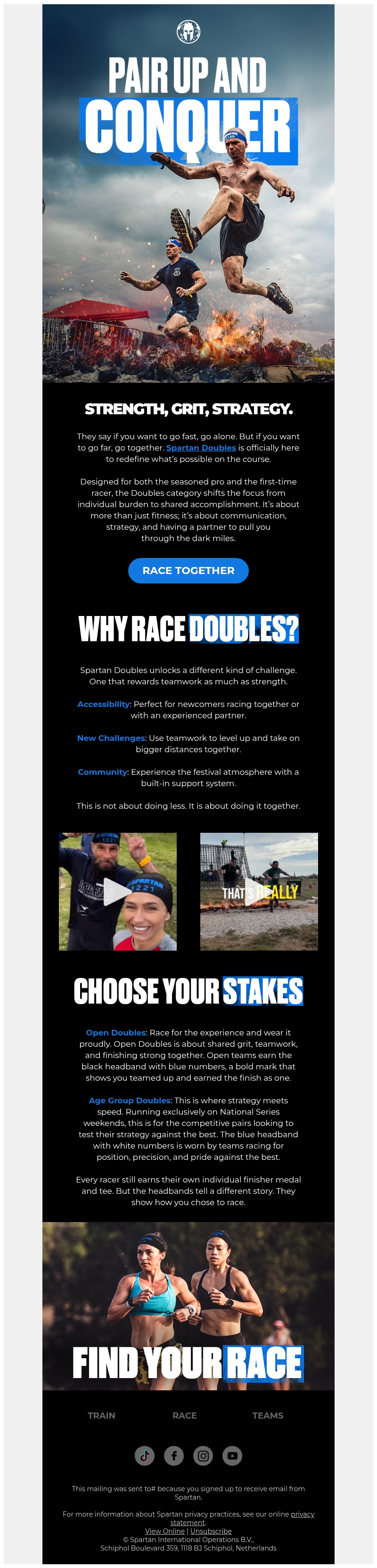 Two racers. One team. No limits. Two racers. One team. No limits.