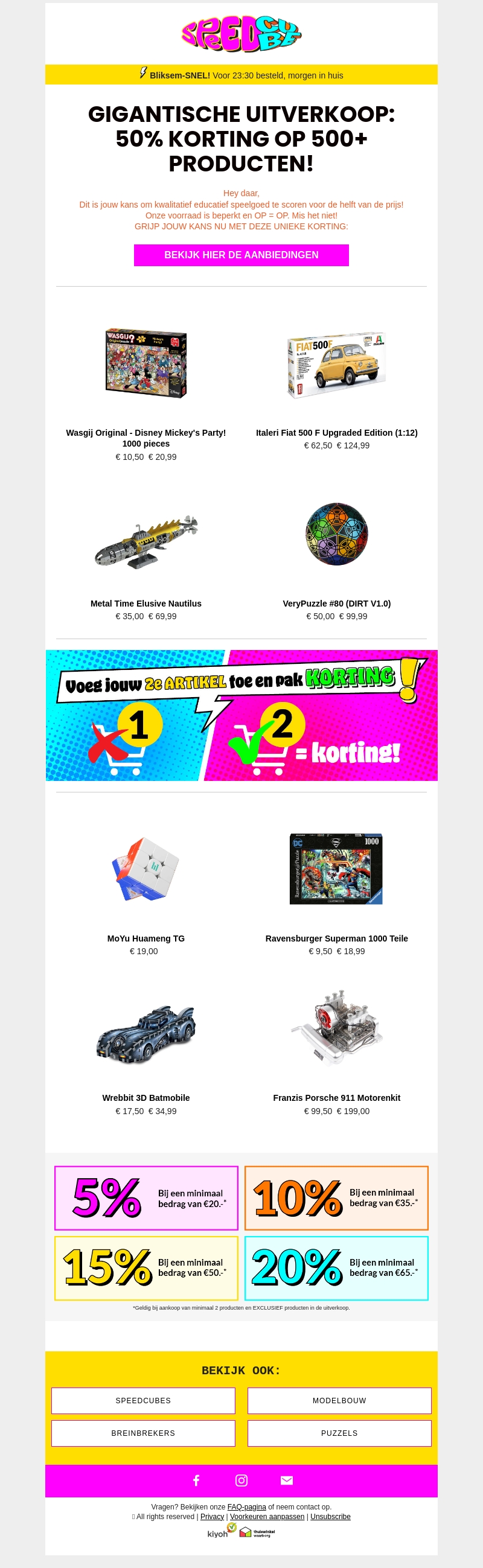 Mega korting: 50% op 500+ items! ๐ Mega korting: 50% op 500+ items! ๐
