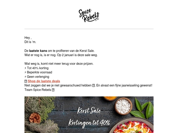 Laatste kans, Kerst Sale loopt af