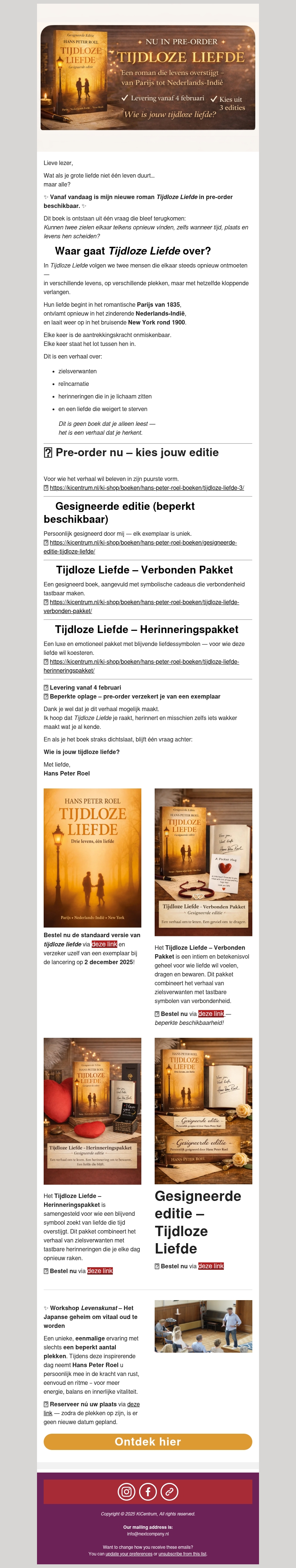 Vanaf vandaag is mijn nieuwe roman Tijdloze Liefde in pre-order beschikbaar. Vanaf vandaag is mijn nieuwe roman Tijdloze Liefde in pre-order beschikbaar.