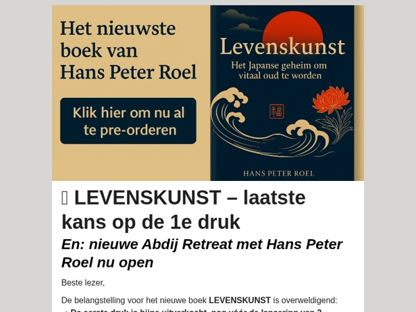  Mis het niet: LEVENSKUNST bijna op & nieuwe retreat open!⏳