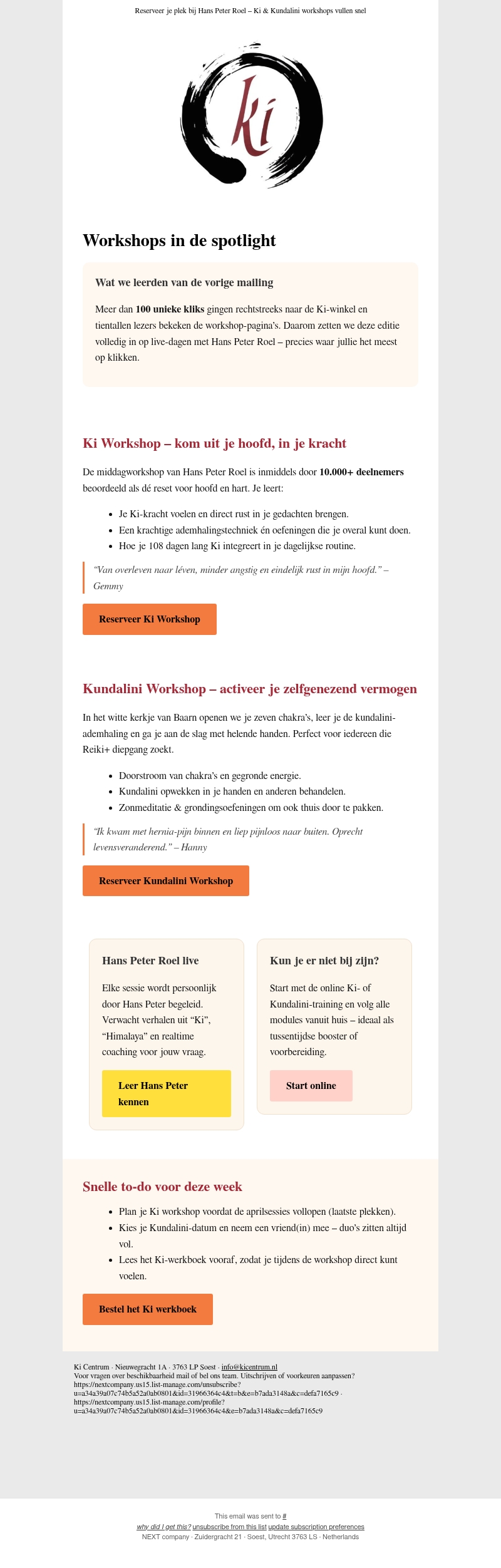 , Kundalini + Ki: kies je datum , Kundalini + Ki: kies je datum
