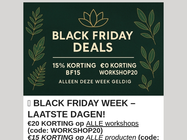  Black Friday bij Ki Centrum: €10 korting op workshops + 15% op Ki winkel