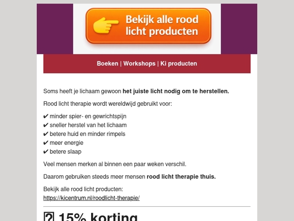  🔥 Minder pijn en meer energie? Ontdek rood licht (15% korting)