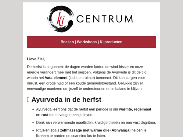   De herfst is begonnen dus begin goed voor jezelf te zorgen🙏