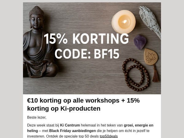  Black Friday bij Ki Centrum: €10 korting op workshops + 15% op Ki winkel