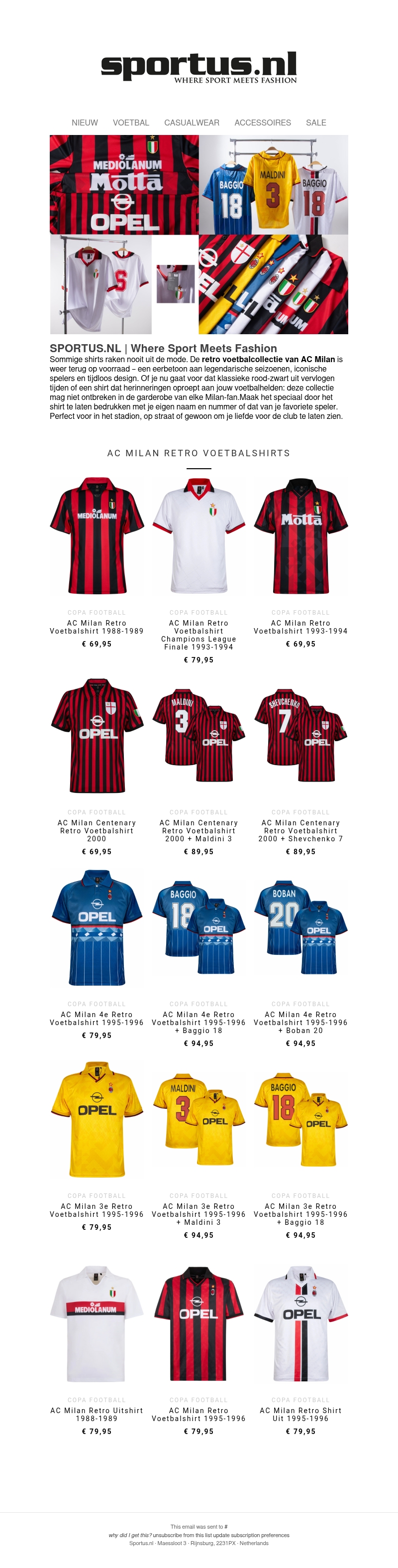 Pure nostalgie: AC Milan retro voetbalshirts weer op voorraad Pure nostalgie: AC Milan retro voetbalshirts weer op voorraad