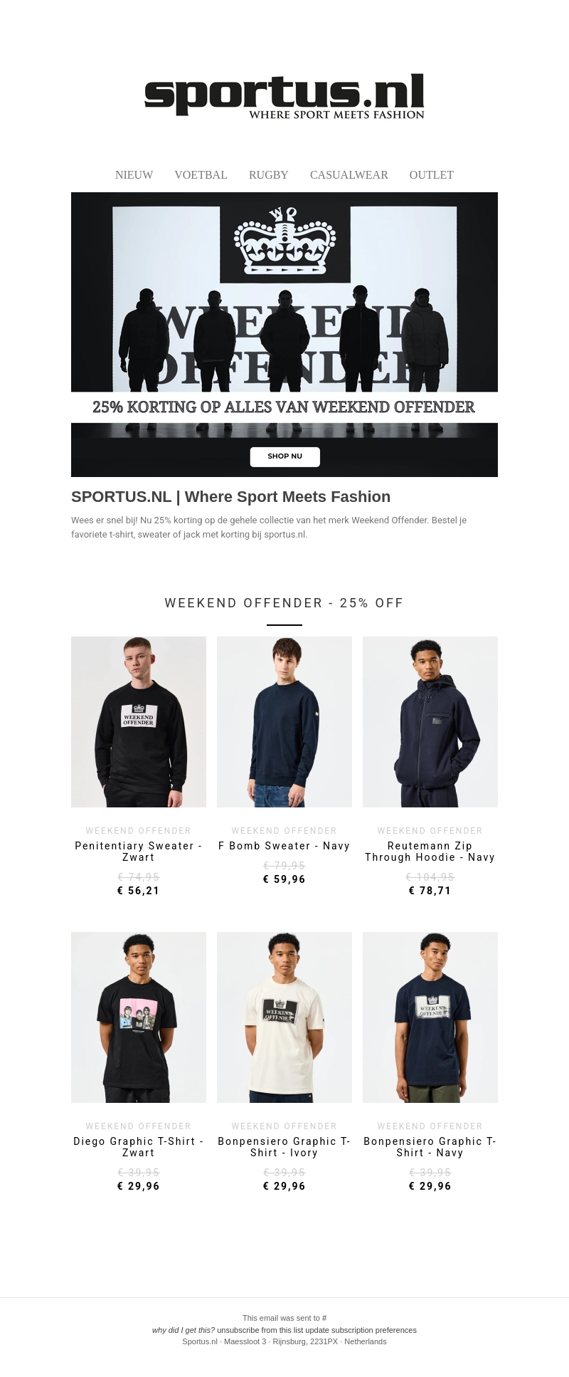 SALE | 25% Korting op alles van Weekend Offender SALE | 25% Korting op alles van Weekend Offender