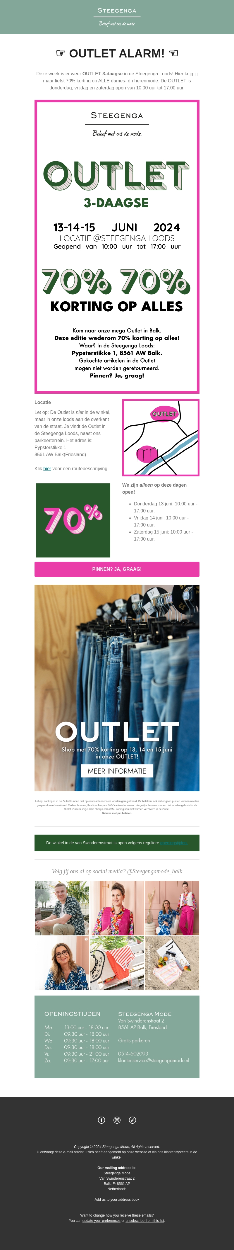 DO-VR-ZA OUTLET 3-Daagse 🔔 70% korting in de Steegenga Mode OUTLET! DO-VR-ZA OUTLET 3-Daagse 🔔 70% korting in de Steegenga Mode OUTLET!