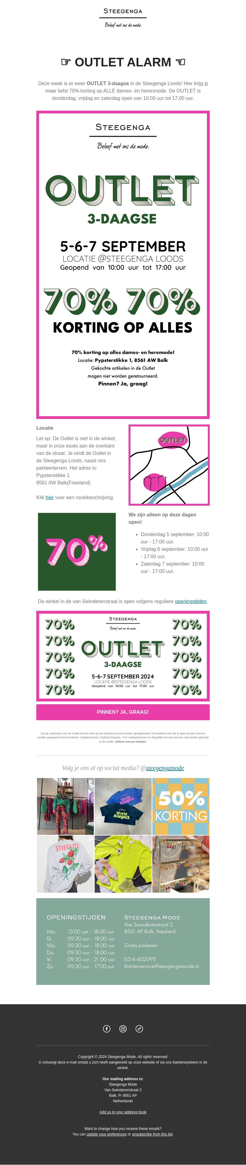 DO-VR-ZA OUTLET 3-Daagse 🔔 70% korting in de Steegenga Mode OUTLET! DO-VR-ZA OUTLET 3-Daagse 🔔 70% korting in de Steegenga Mode OUTLET!