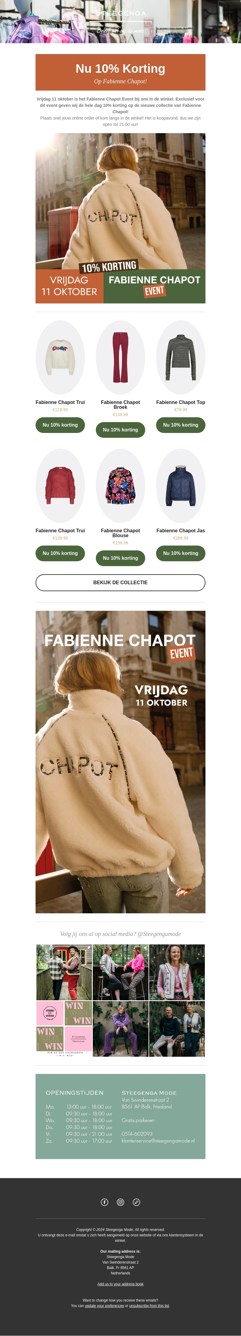 Nu 10% korting op Fabienne Chapot bij Steegenga Mode🛍️ 1 dag geldig! Nu 10% korting op Fabienne Chapot bij Steegenga Mode🛍️ 1 dag geldig!