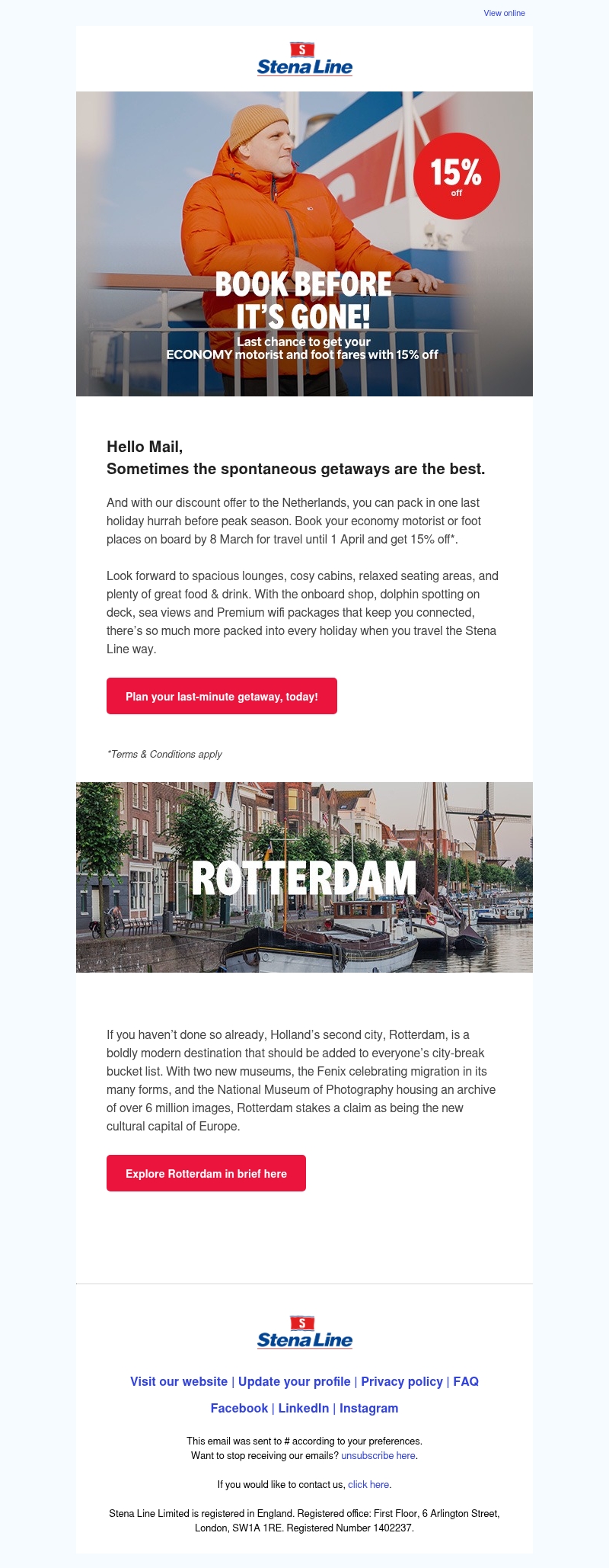 Offer ends soon - 15% off last-minute getaways to the Netherlands! Offer ends soon - 15% off last-minute getaways to the Netherlands!