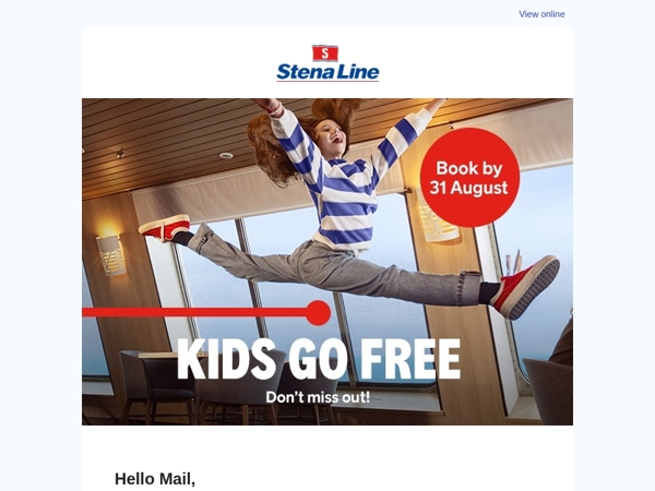 Book by the end of August and your ‘Kids go FREE’!