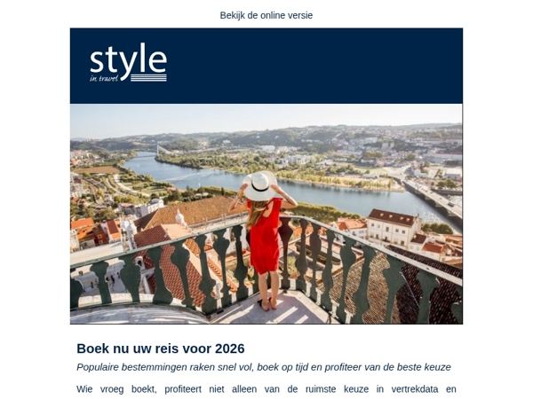 Boek nu uw reis voor 2026