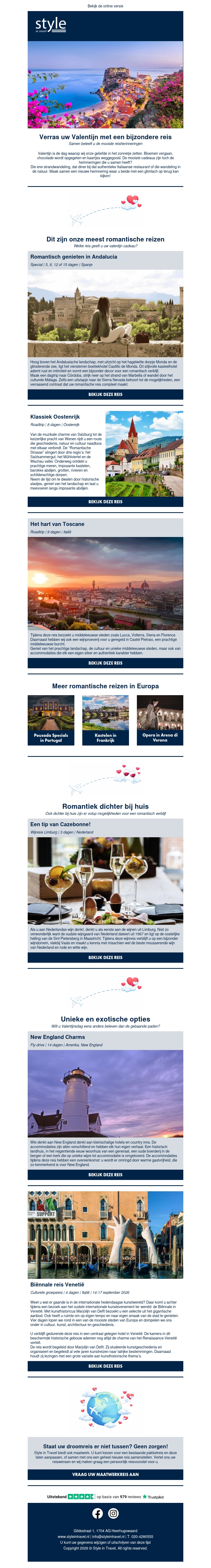 Verwen uw Valentijn met een romantische reis! Verwen uw Valentijn met een romantische reis!