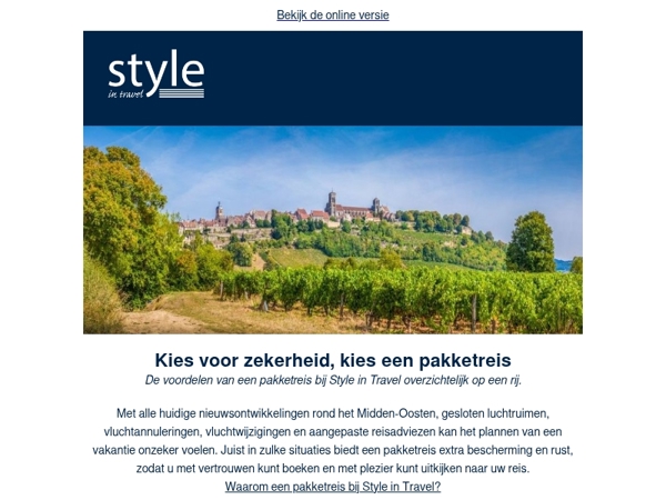 Kies voor zekerheid, kies een pakketreis