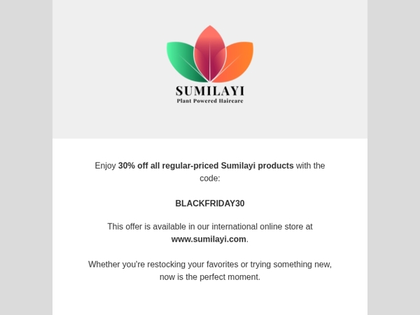 30% off all Sumilayi favorites 💛