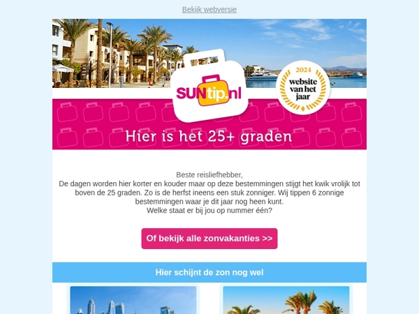 Hier is het nog 25 graden of warmer!