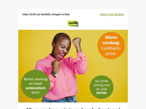 Alleen vandaag: win je aankoopbedrag terug!