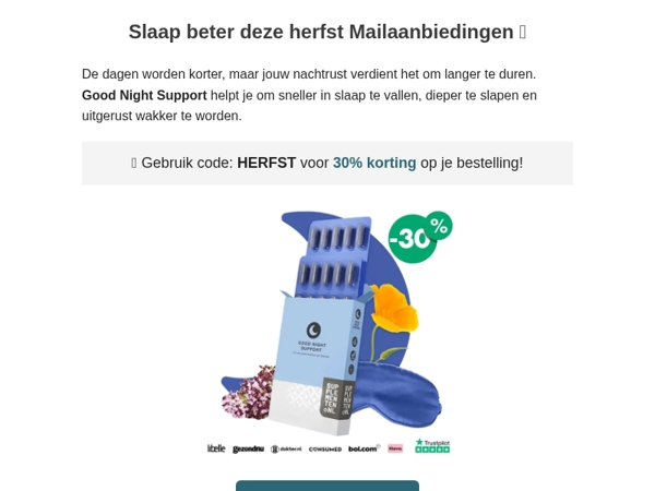 30% Herfstkorting op Good Night Support