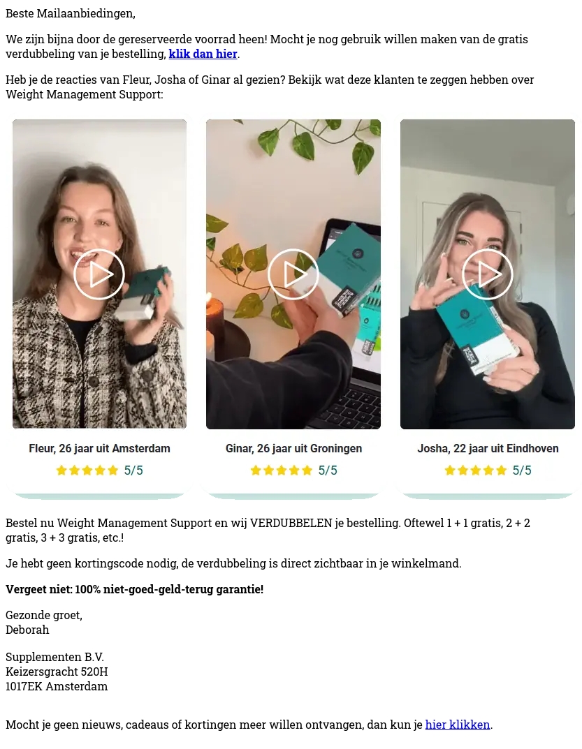 Gereserveerde gratis voorraad is bijna op! Gereserveerde gratis voorraad is bijna op!