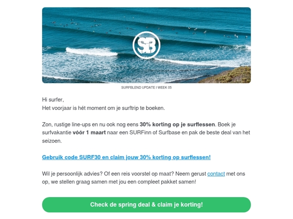 Krijg 30% korting op je surflessen!