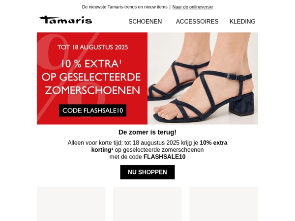 Alleen voor korte tijd: 10% extra korting op geselecteerde zomerschoenen 🌞